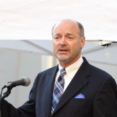 President Armstrong speaking at last year's block party